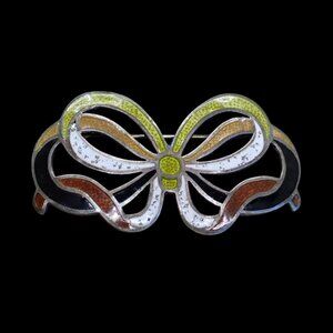 Margot De Taxco Sterling Silver Enamel Bow Ribbon Knot Brooch Pin Mexico